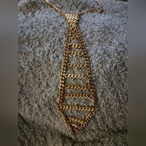 Gold Layered Chain Necktie Necklace